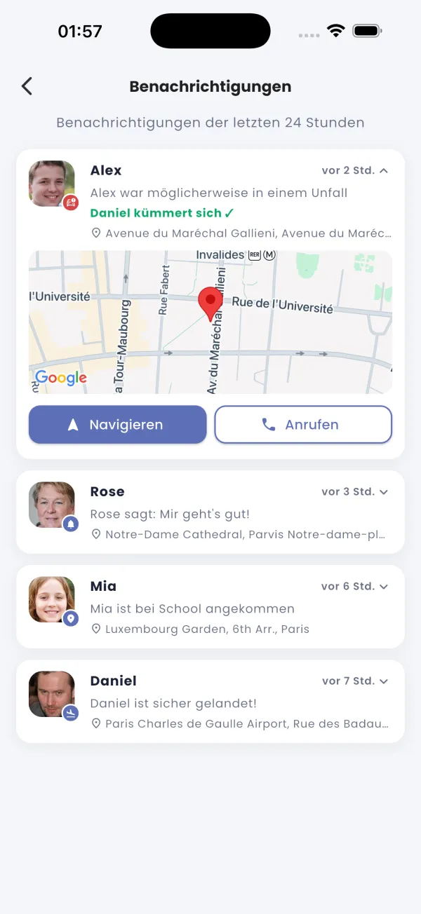 Der Feed, mit Karte