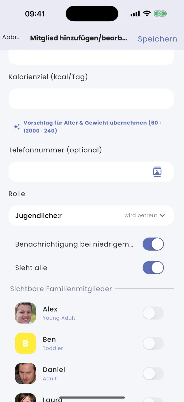 Familienreihenfolge und wer wen sieht