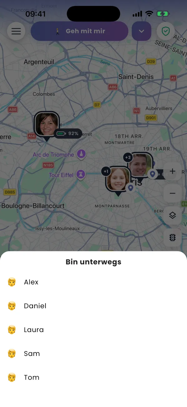 „Bin unterwegs“ senden
