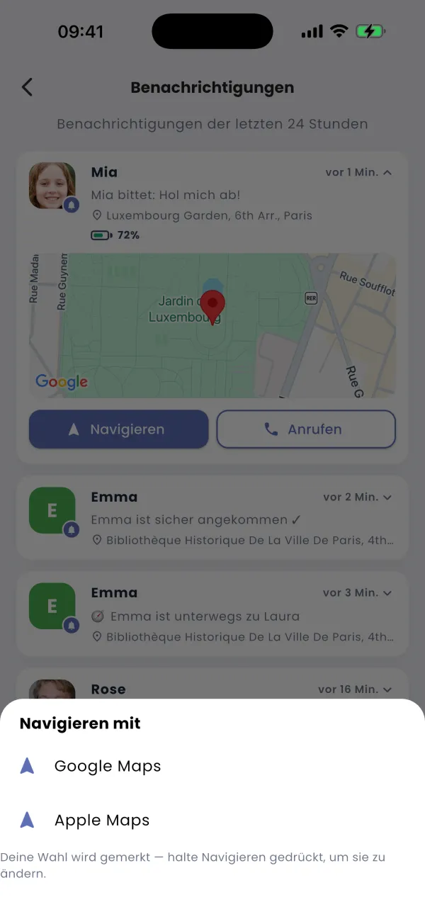 Navigieren mit einem Tipp
