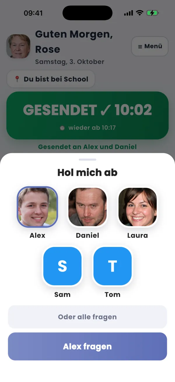 Geh mit mir · Bin unterwegs · Hol mich ab · Ruf mich an