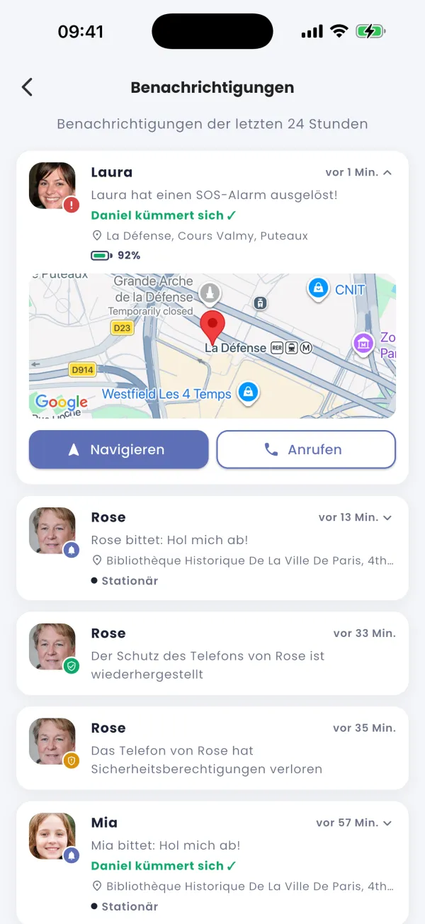 Aus der Karte navigieren oder anrufen