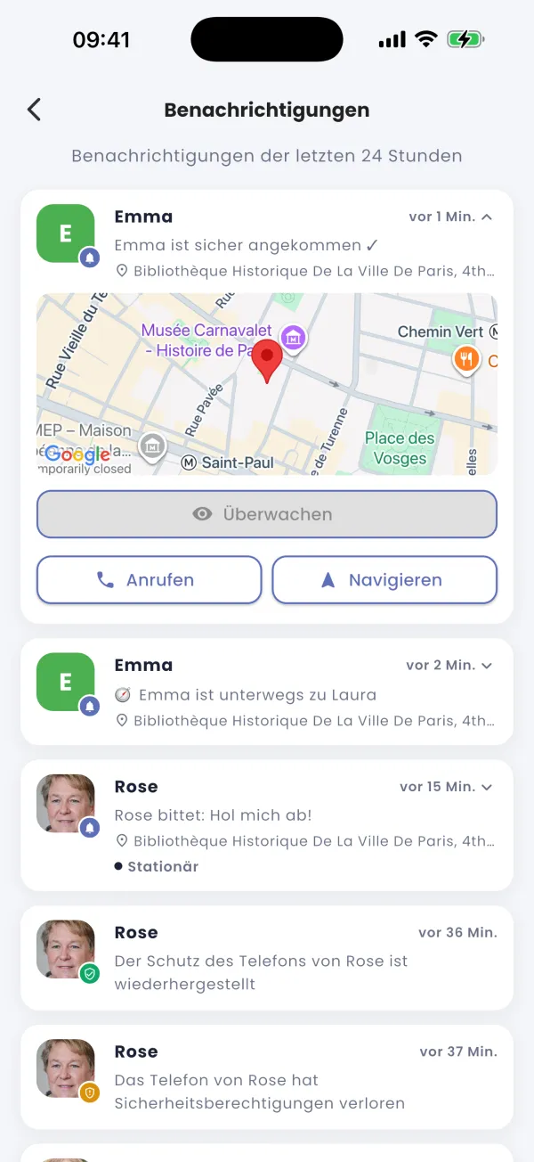 Angekommen: automatisch gemeldet