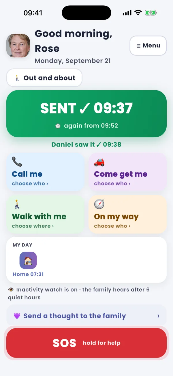 "I'm OK": one tap