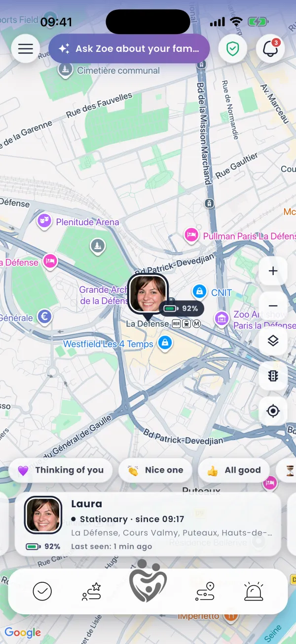 The map zooms to them
