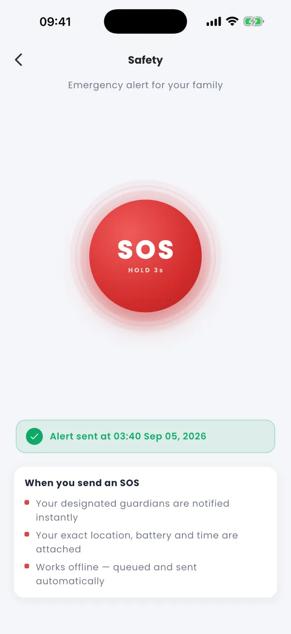 Sent, with position and battery