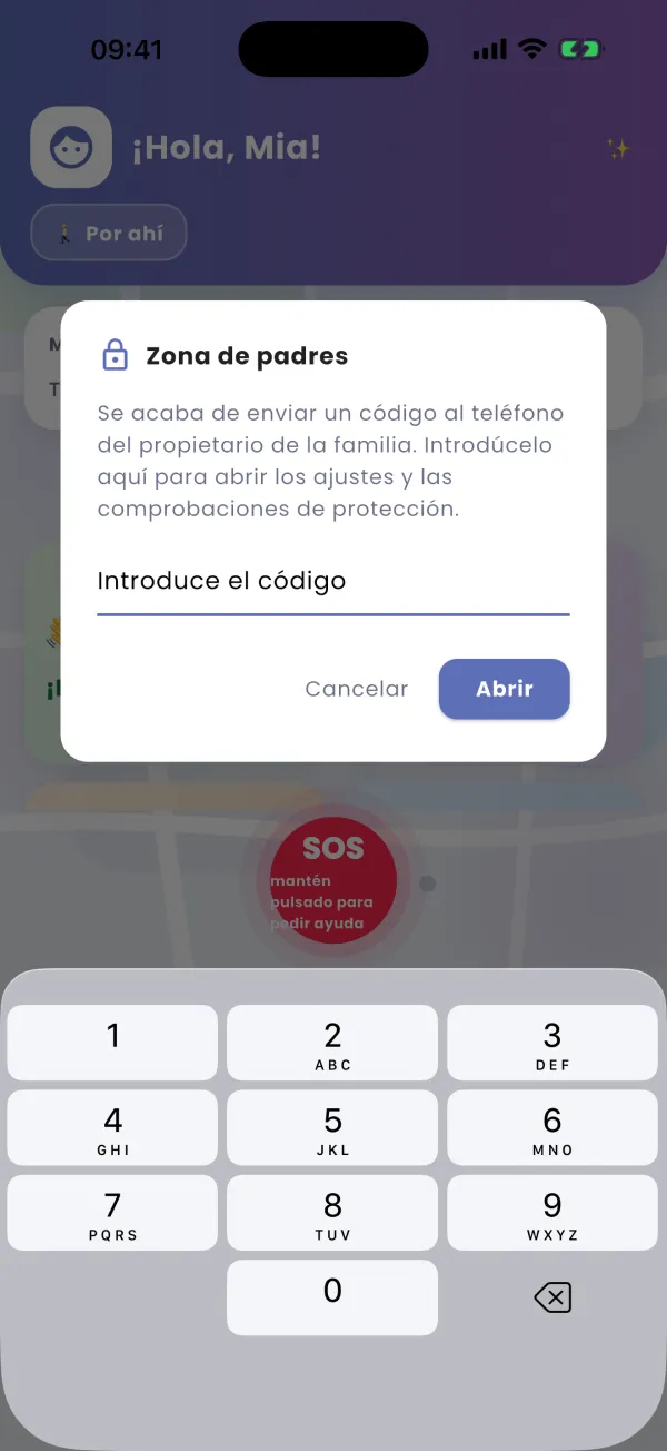 Control parental: mantén pulsado y luego el código