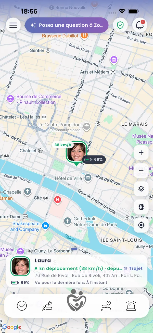 Une trace en direct pendant qu'il bouge