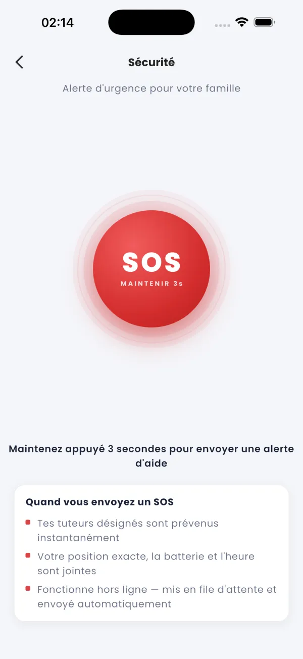 Maintenir 3 secondes