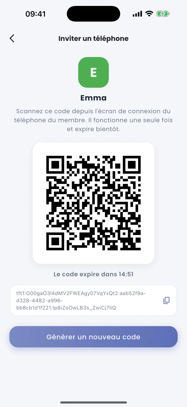 Ajouter un membre : QR à usage unique