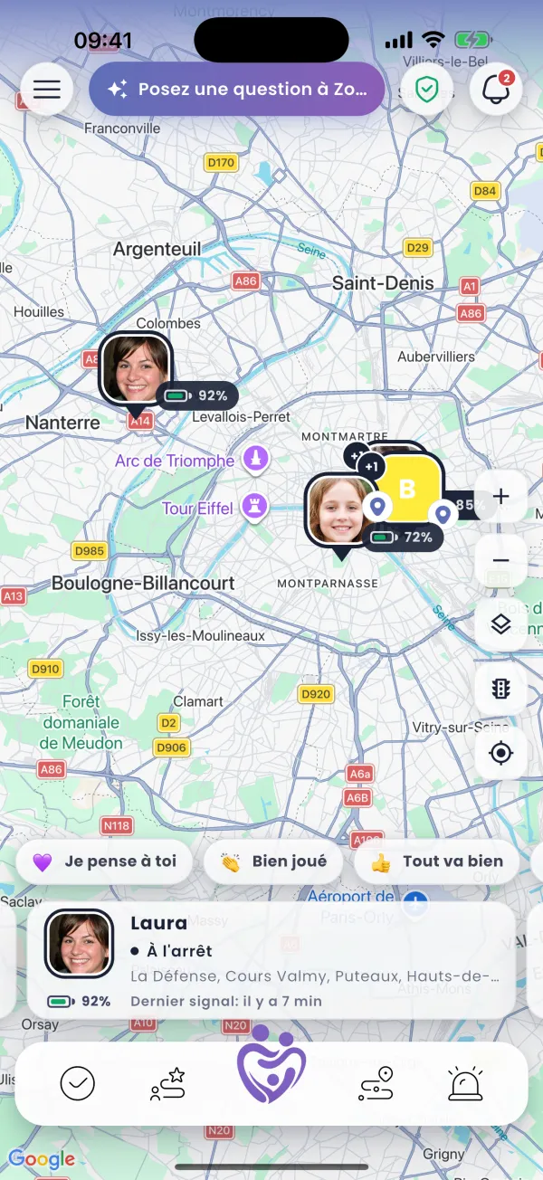 Touchez la carte d'un membre