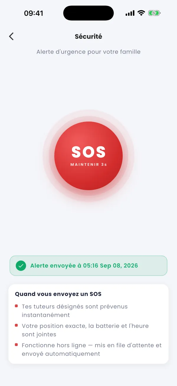Envoyé, avec position et batterie