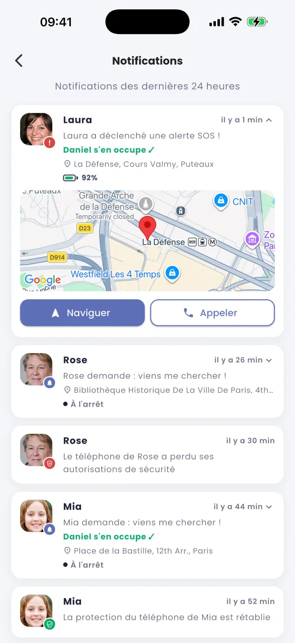 Naviguer ou appeler depuis la carte