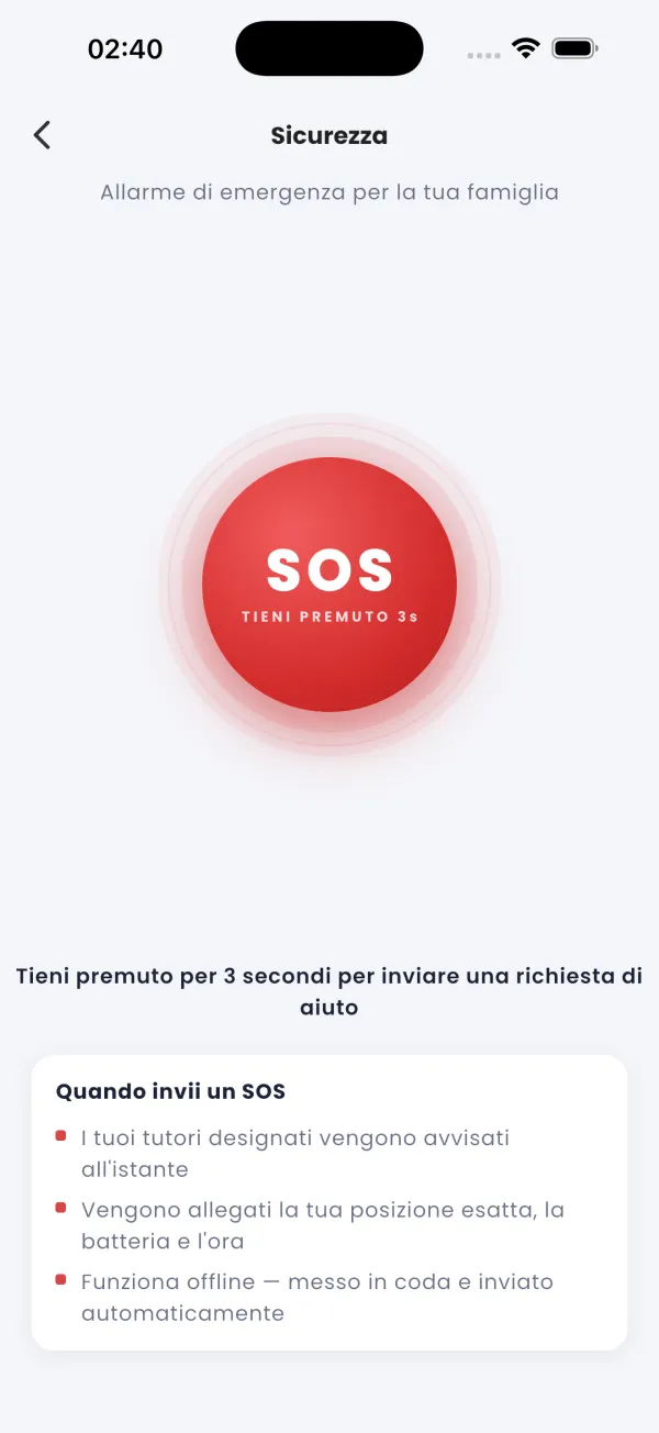 Tieni premuto 3 secondi