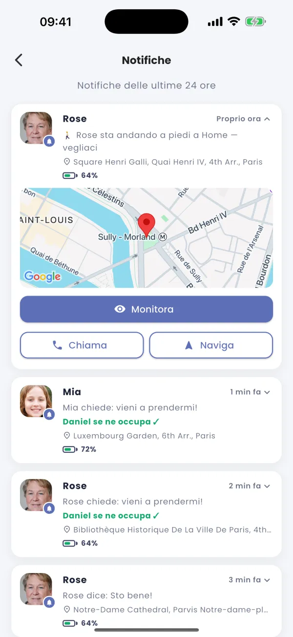 Monitor · Chiama · Naviga