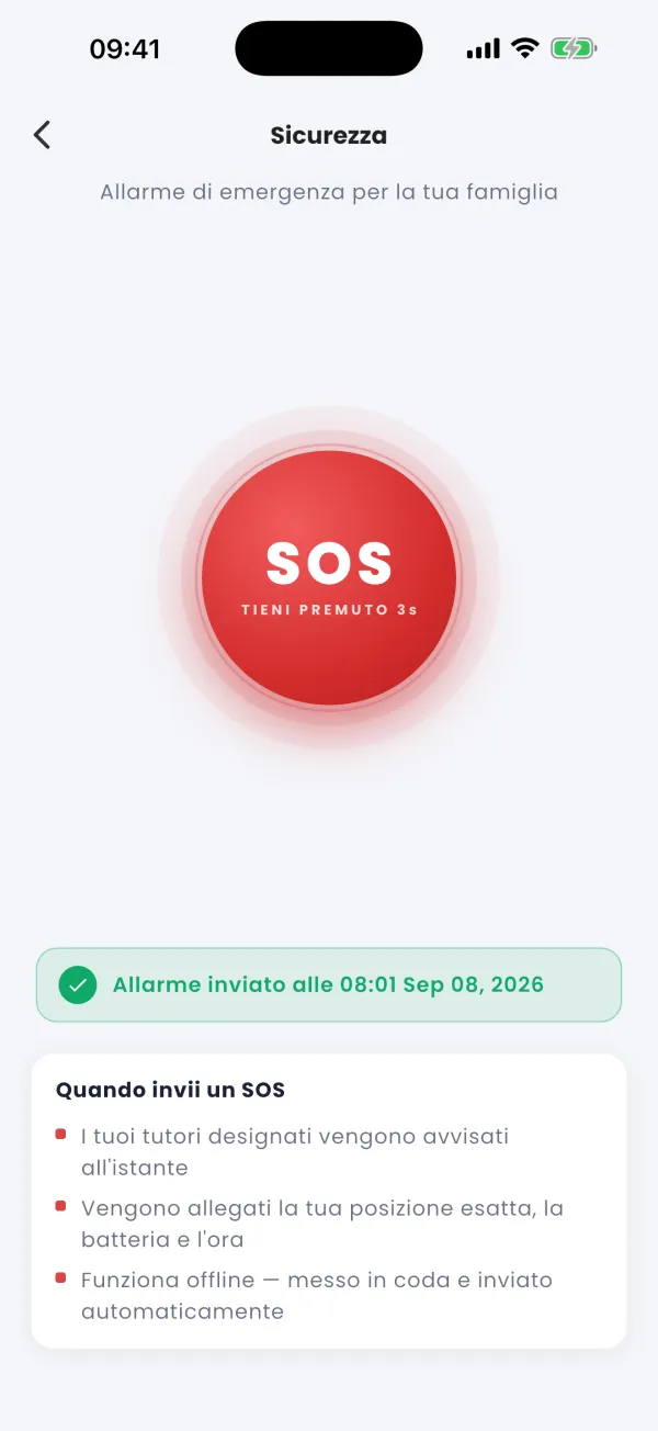 Inviato, con posizione e batteria
