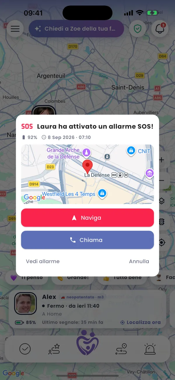 Avviso a schermo intero per ogni tutore