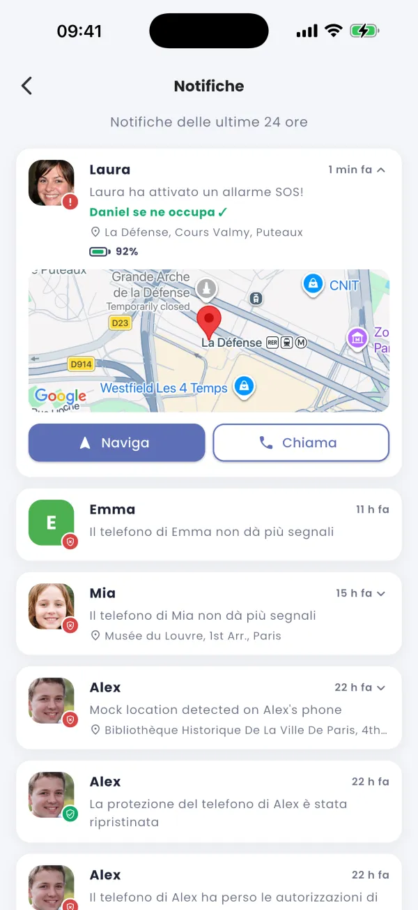 Naviga o chiama dalla scheda