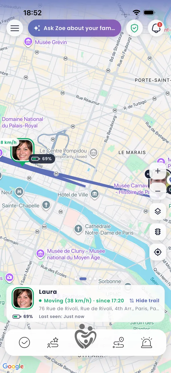 Un traseu live cât timp se mișcă
