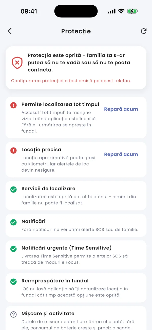 Lista de verificare: ceva nu e în regulă