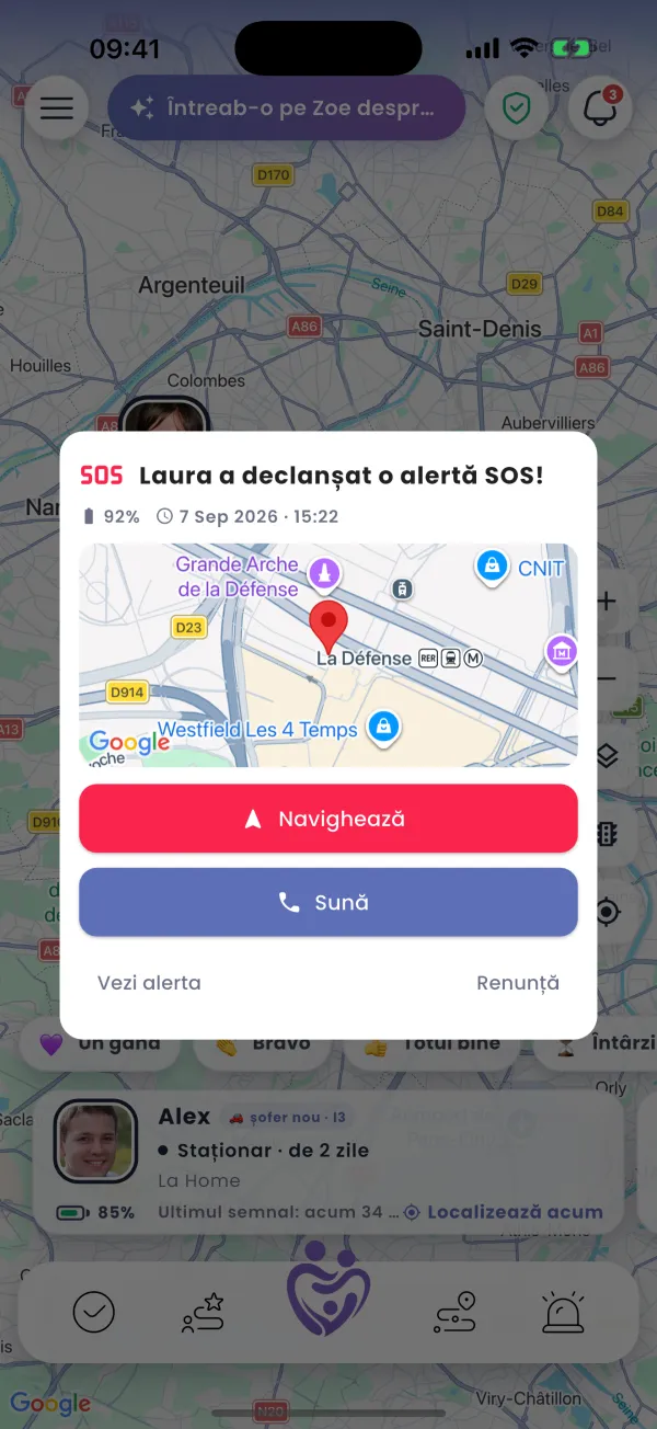 Alertă pe tot ecranul pentru fiecare tutore