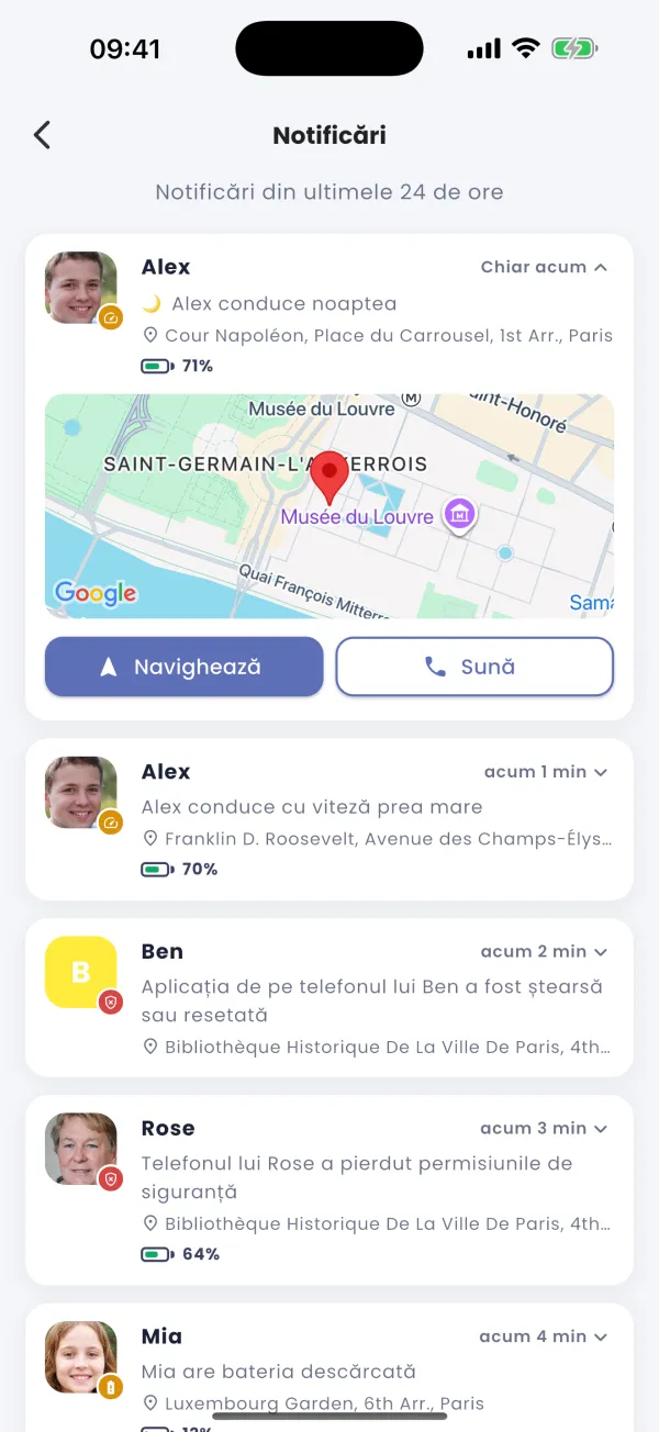 Notificare de condus noaptea (opțional)