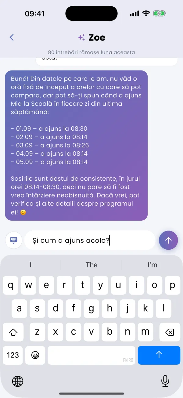 Pune o întrebare de continuare
